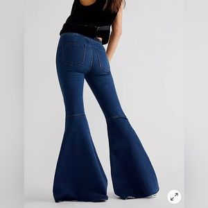 Free People Float on Flare Rich Blue Jeans